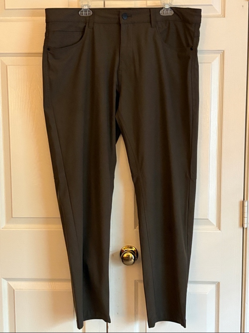 Classic Straight-Leg Dress Pants in Dark Olive- Zeroxposur.  38 x 32